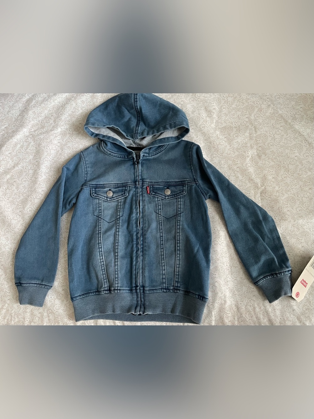Levi Strauss Denim Trucker Jacket Toddler 4T Blue Western Fall Hood Cotton Blend